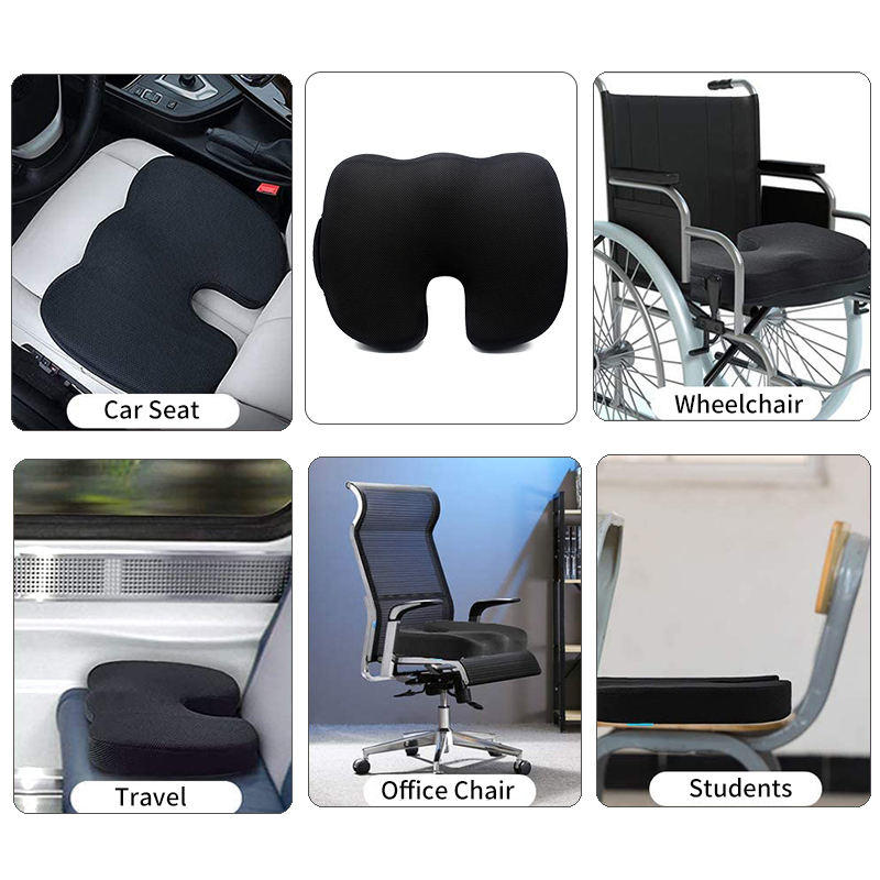 Cojín de asiento ortopédico de espuma viscoelástica para silla de oficina de coche, silla de ruedas