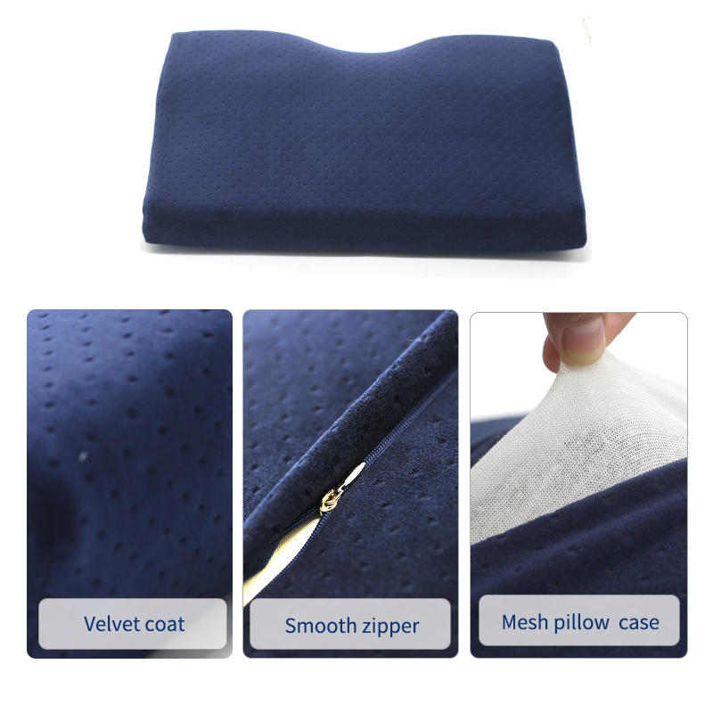 Amazon Venta caliente contorno memoria espuma cuello almohada ergonómica Cervical almohada para dolor de cuello cama almohada para dormir 100% poliéster