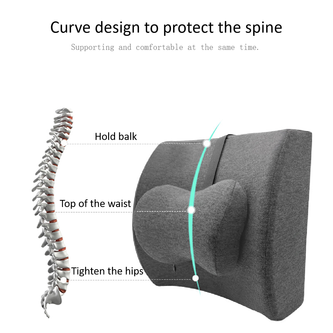 Oficina coche sedentario espuma viscoelástica lumbar almohada lumbar soporte lumbar asiento coche mujer embarazada almohada cojín al por mayor