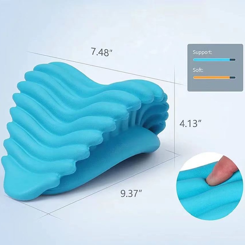 Popular almohada de tracción de espuma de PU para el cuello, almohada de masaje cervical para aliviar el dolor, almohada de corrección de bolsa rica autodesolladora